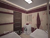 малиновая с бежевой плитка в ванной