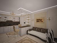 зонирование кухни барной стойкой