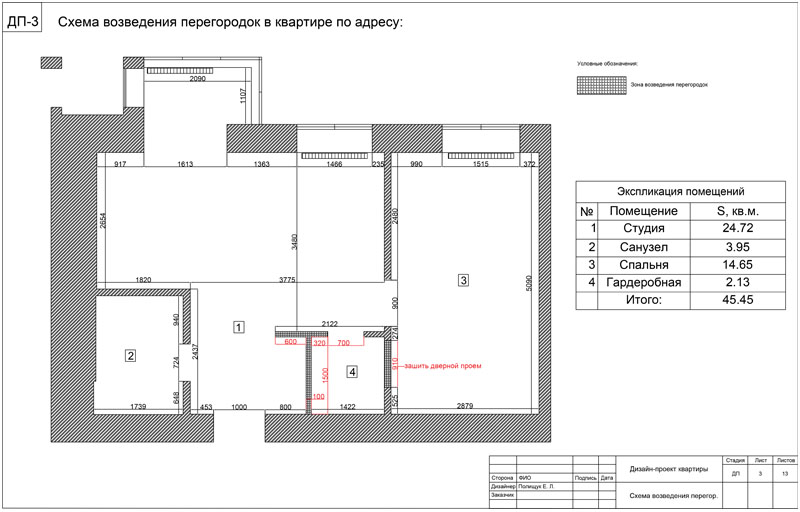 план зведення нових перегородок